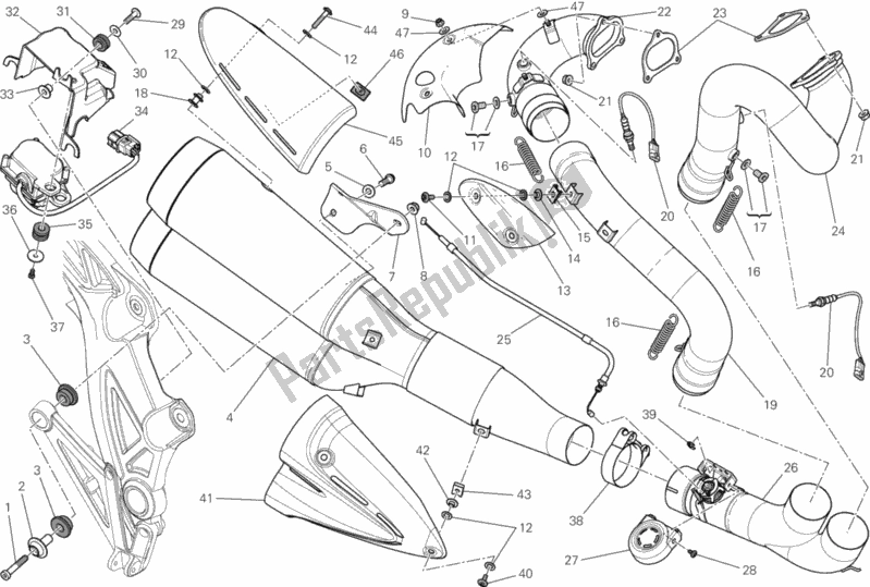 Todas las partes para Sistema De Escape de Ducati Diavel Carbon USA 1200 2013